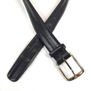 Trafalgar Mens Black Dress Belt Size 40 Embossed Italian Leather Handmade In USA